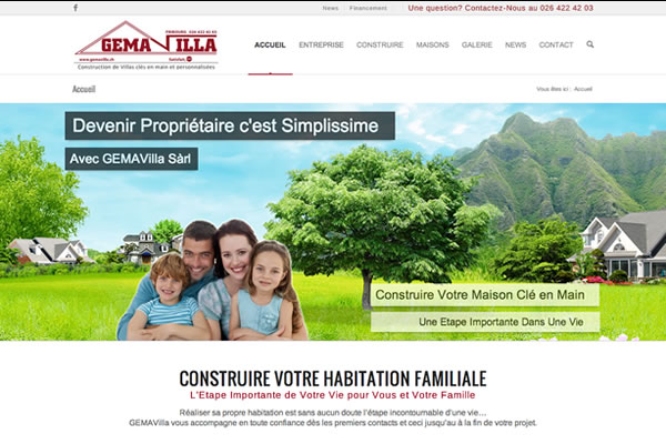Réalisation site web GemaVilla Sàrl