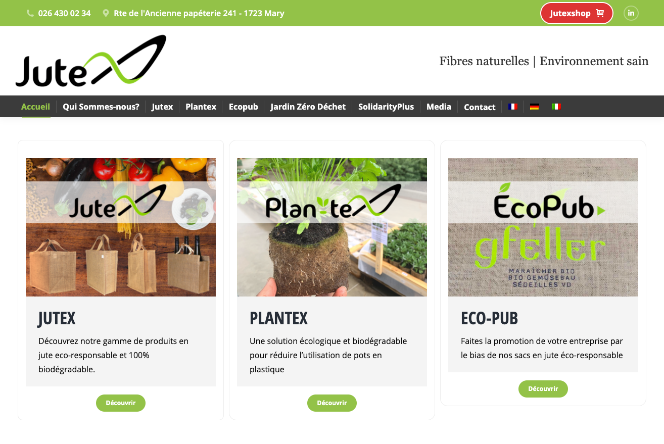 Site jutex.ch - Réalisé par GoldenStone Web Deisgn