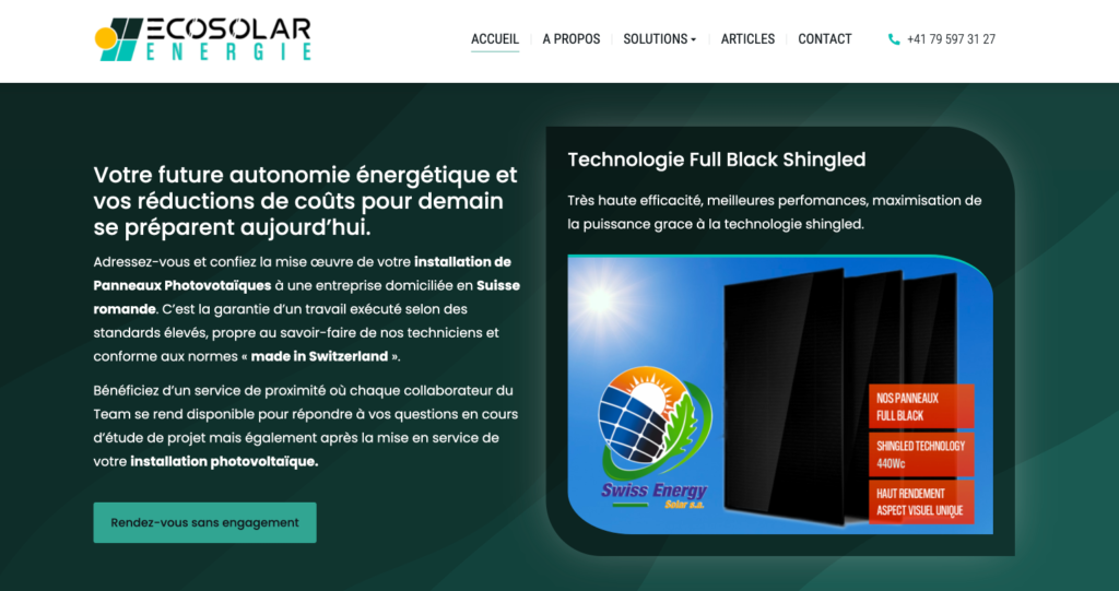 création du site internet ecosolar-energie.ch