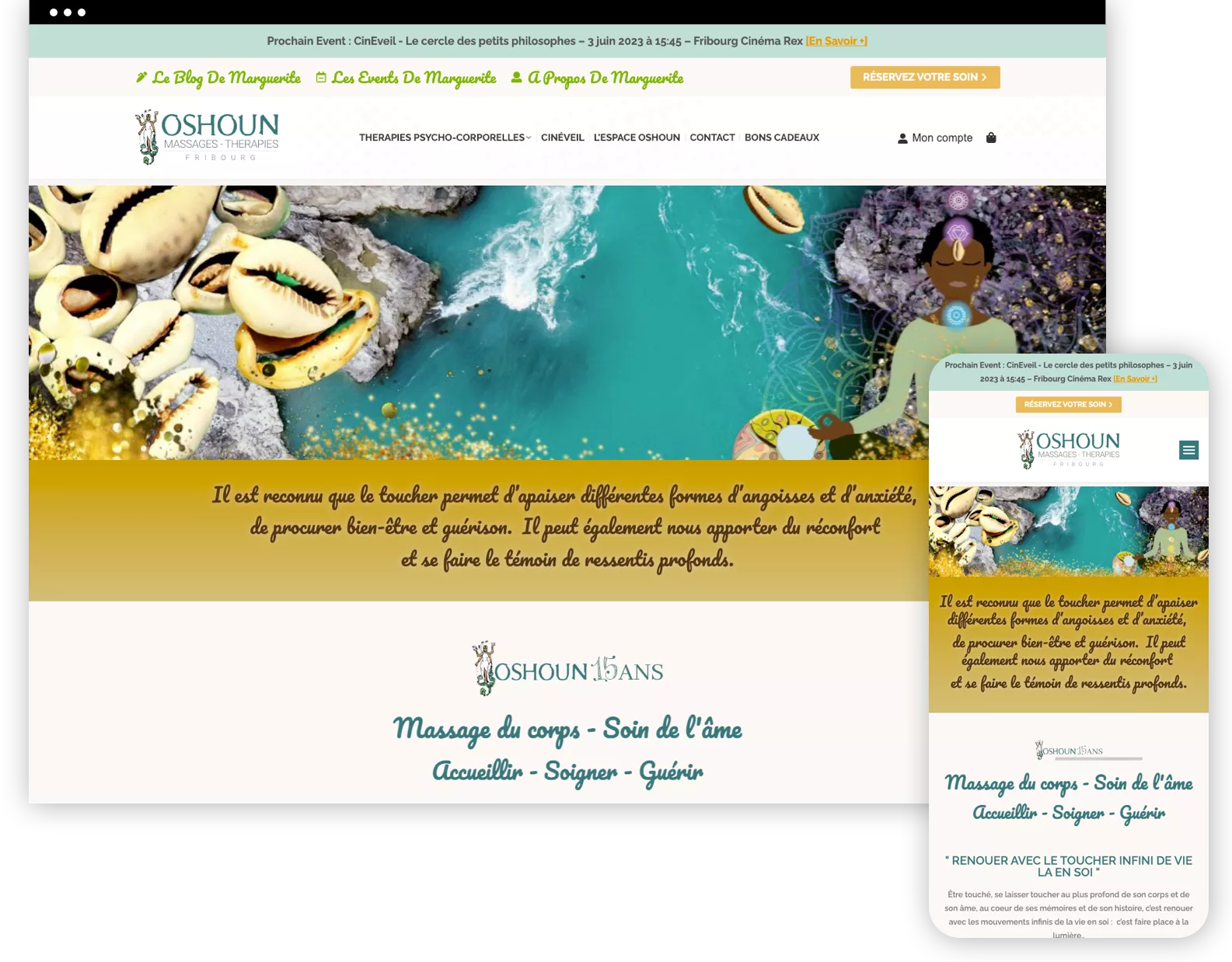 Site internet Espace Oshoun à Fribourg