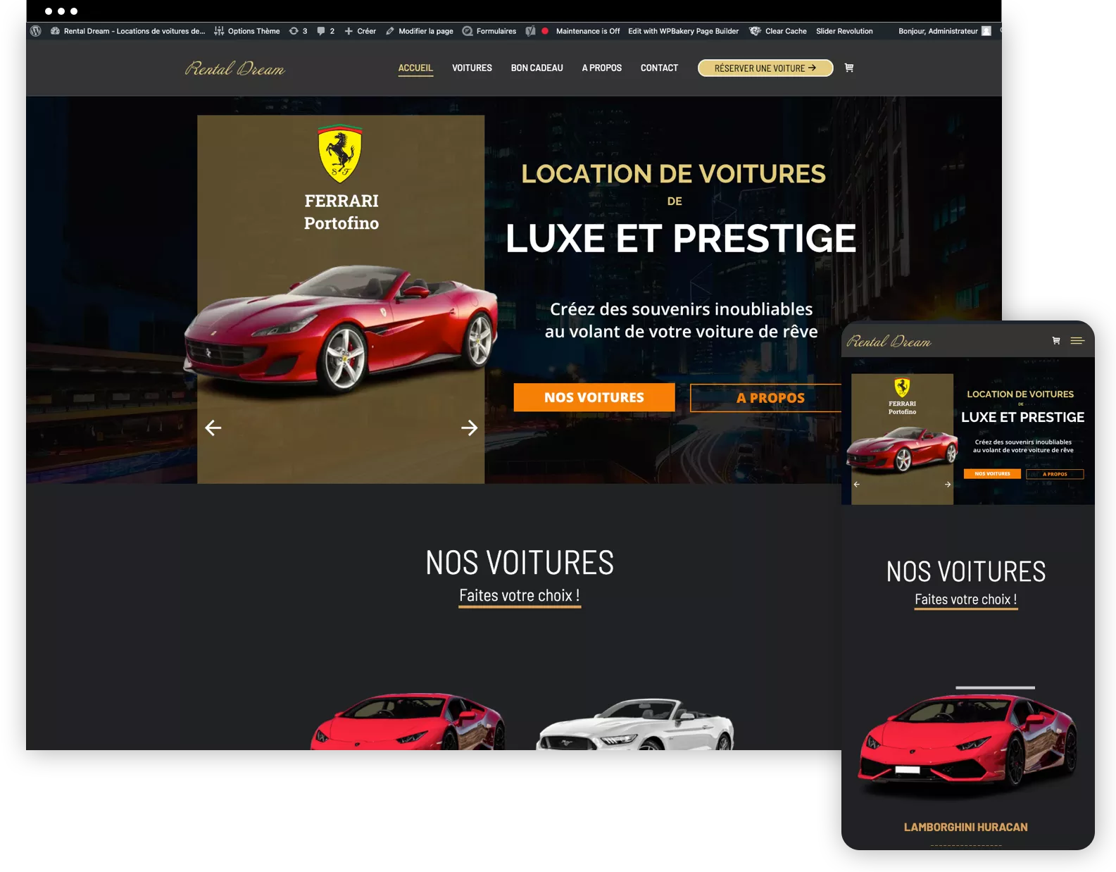 Capture d'écran du site internet Rental Dream