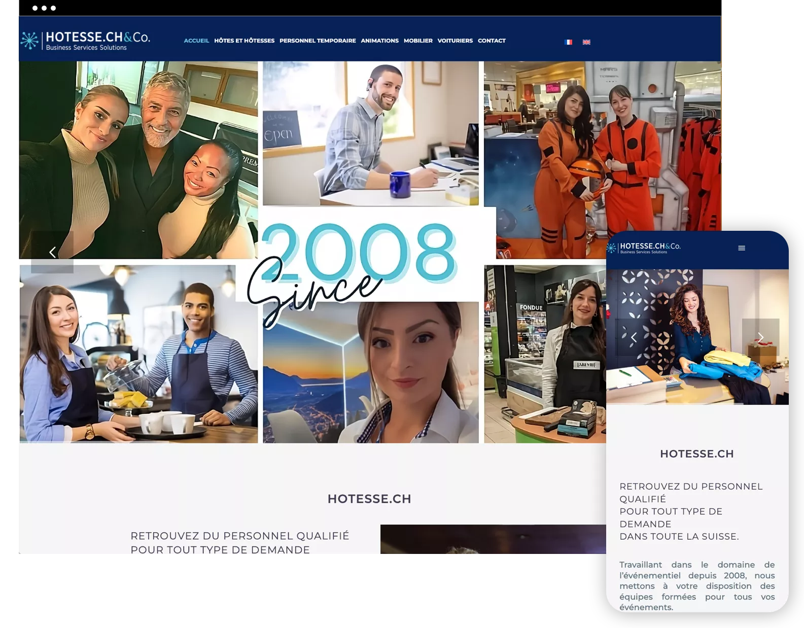 création du site web hotesse.ch