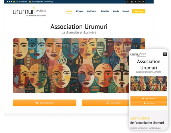 Capture d'écran du site internet de l'association Urumuri