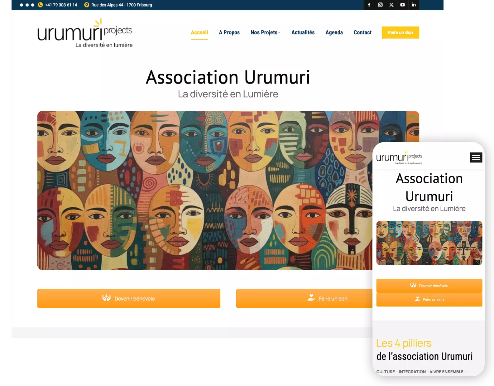 Capture d'écran du site internet de l'association Urumuri