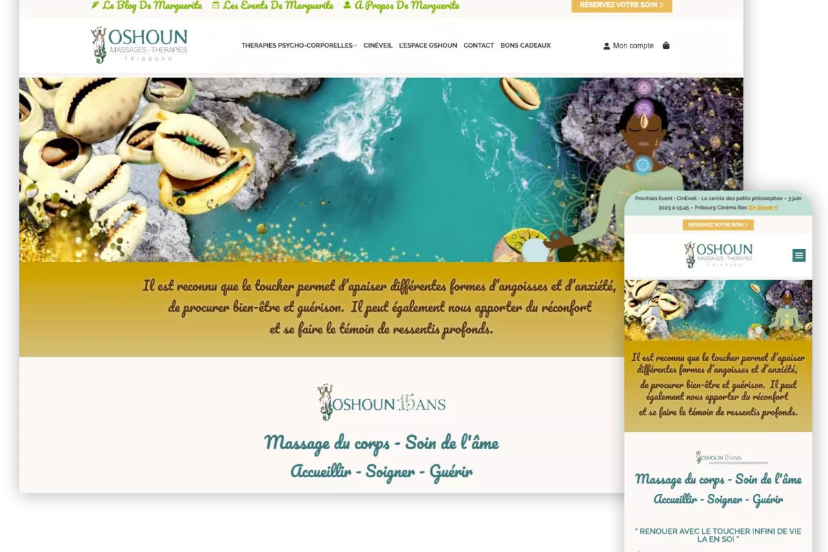 Site internet Espace Oshoun à Fribourg